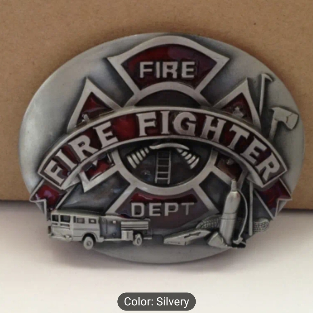 Firefighter Belt Buckle | Fire Dept Maltese Cross | Fire Truck & Gear, T3MISB3C